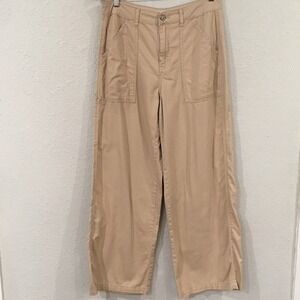 Happily Grey Women's Sz 7/28 Pants Beige Wide Leg High Rise 100% Cotton Bohemian